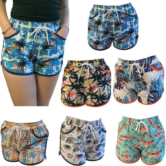 Beach Shorts, Junior Girls Bathing Trunks, Sunrise Print Style 6 - Picture 4 of 4